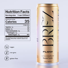 Back view of BRĒZ Flow Lion’s Mane Drink 12-pack can