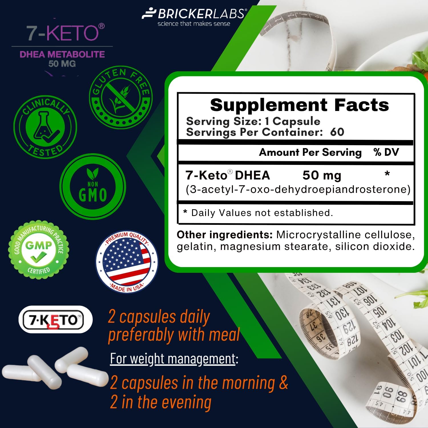 Close-up of 7-Keto DHEA capsule
