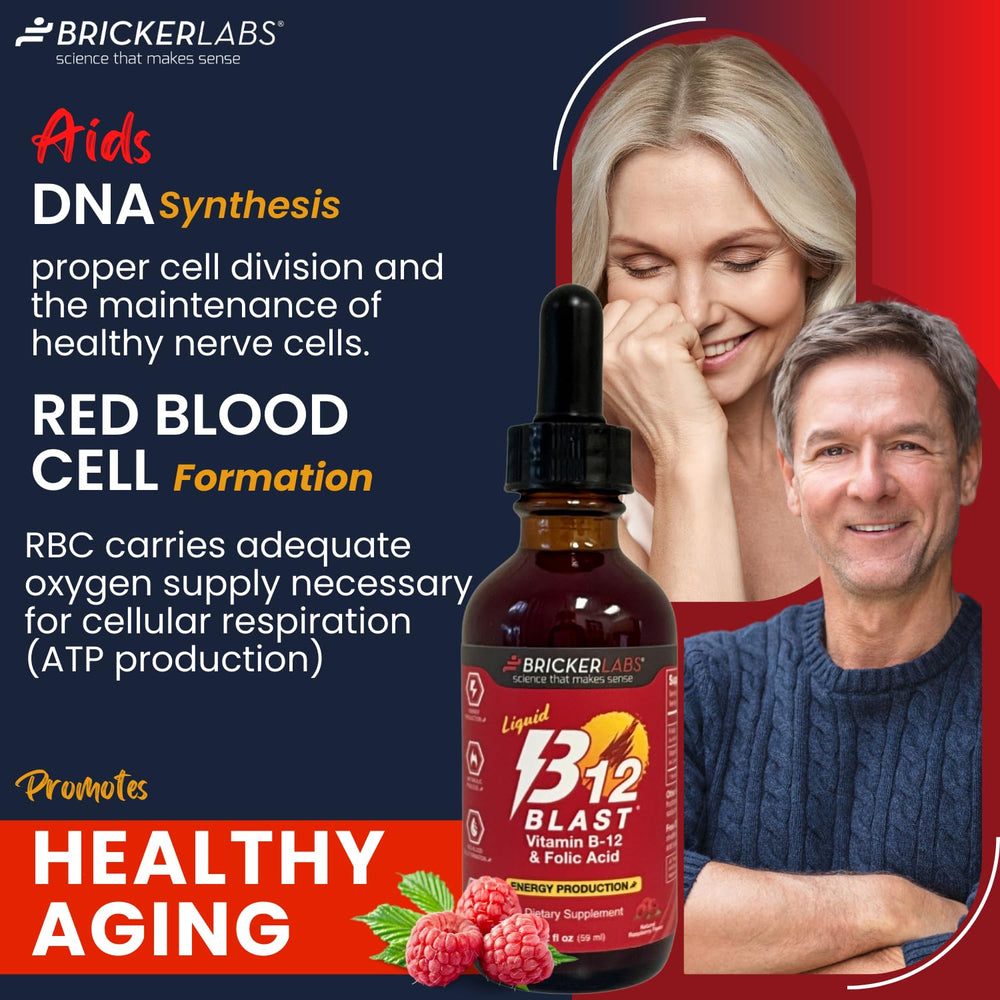 Vegan-friendly liquid vitamin B12 and folic acid supplement