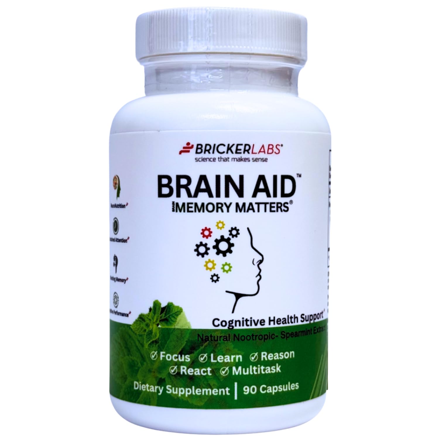 Bricker Labs Brain Aid Memory Matters bottle and label