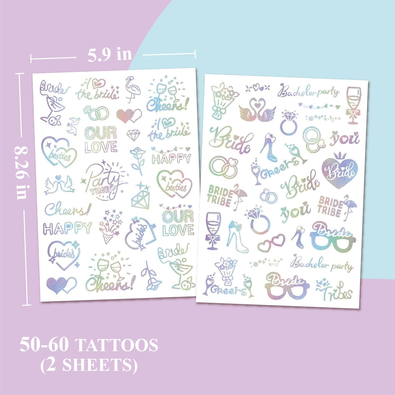 Bride Squad foil tattoos Love Kiss design highlighting glam accents for photos and outfits.