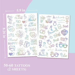 Bride Squad foil tattoos Love Kiss design highlighting glam accents for photos and outfits.