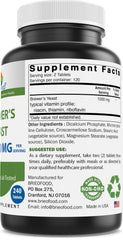 Close-up of Brieofood Brewers Yeast label indicating 1000 mg per serving