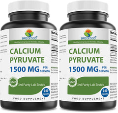 Brieofood Calcium Pyruvate bottle front view showing 1500 mg per serving for daily support.