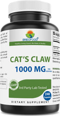 Brieofood Cat's Claw bottle label with 240 capsules