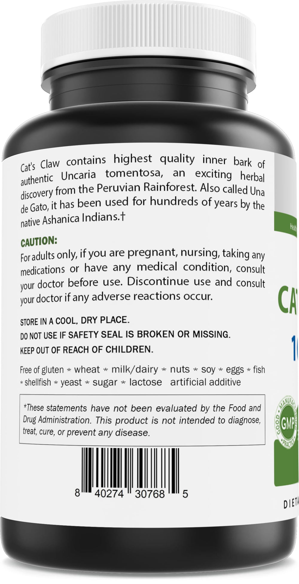 Brieofood Cat's Claw packaging highlighting Non-GMO and Gluten Free