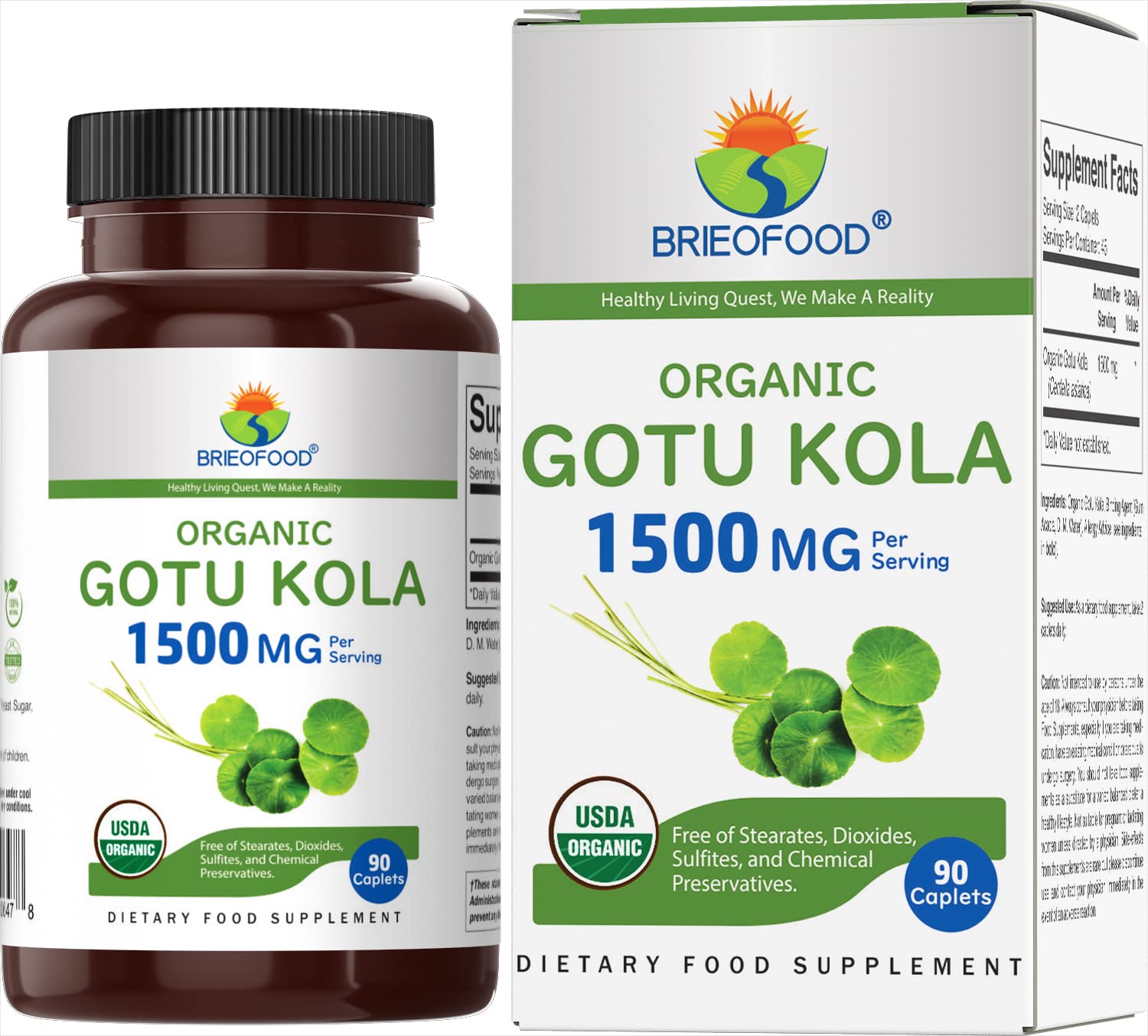Brieofood Organic Gotu Kola bottle and label