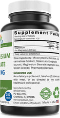 Close-up of Brieofood Magnesium Citrate supplement facts label