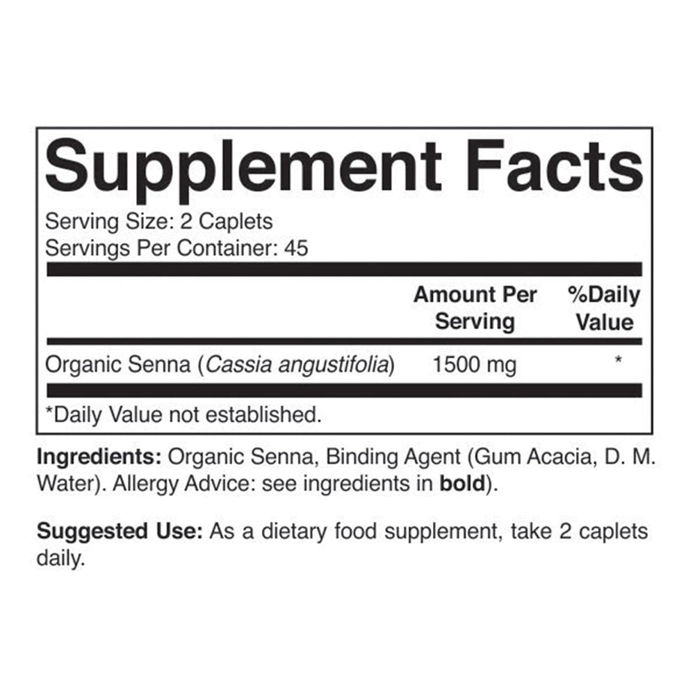 Brieofood Organic Senna label panel shows organic certification
