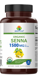 Brieofood Organic Senna tablets close-up highlights vegetarian formula