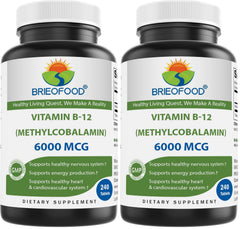 Brieofood Vitamin B-12 6000 mcg methylcobalamin bottle label