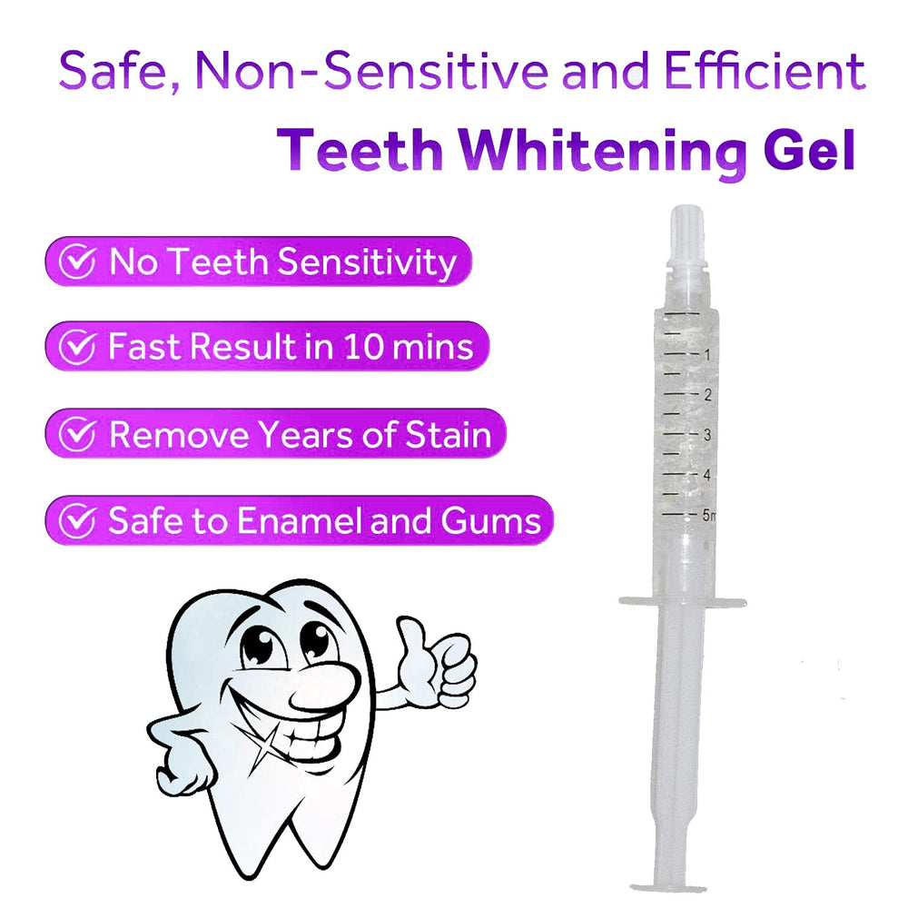 Close-up of 5ml whitening gel syringes for home use