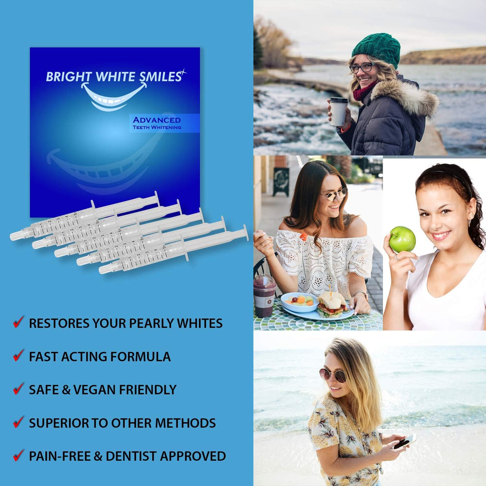 User applying whitening gel to tray for at-home whitening