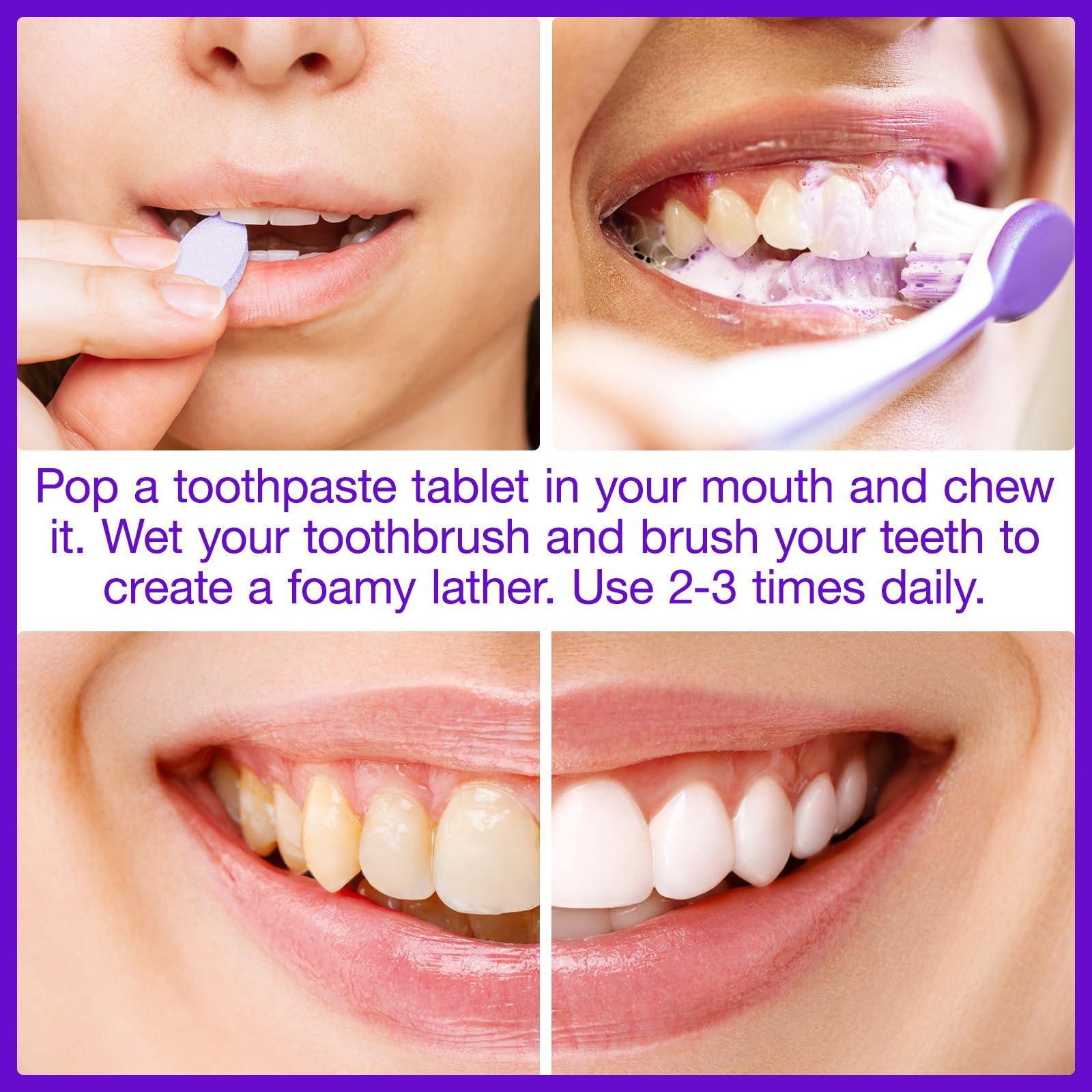 Close-up of mint oils and natural ingredients in purple toothpaste
