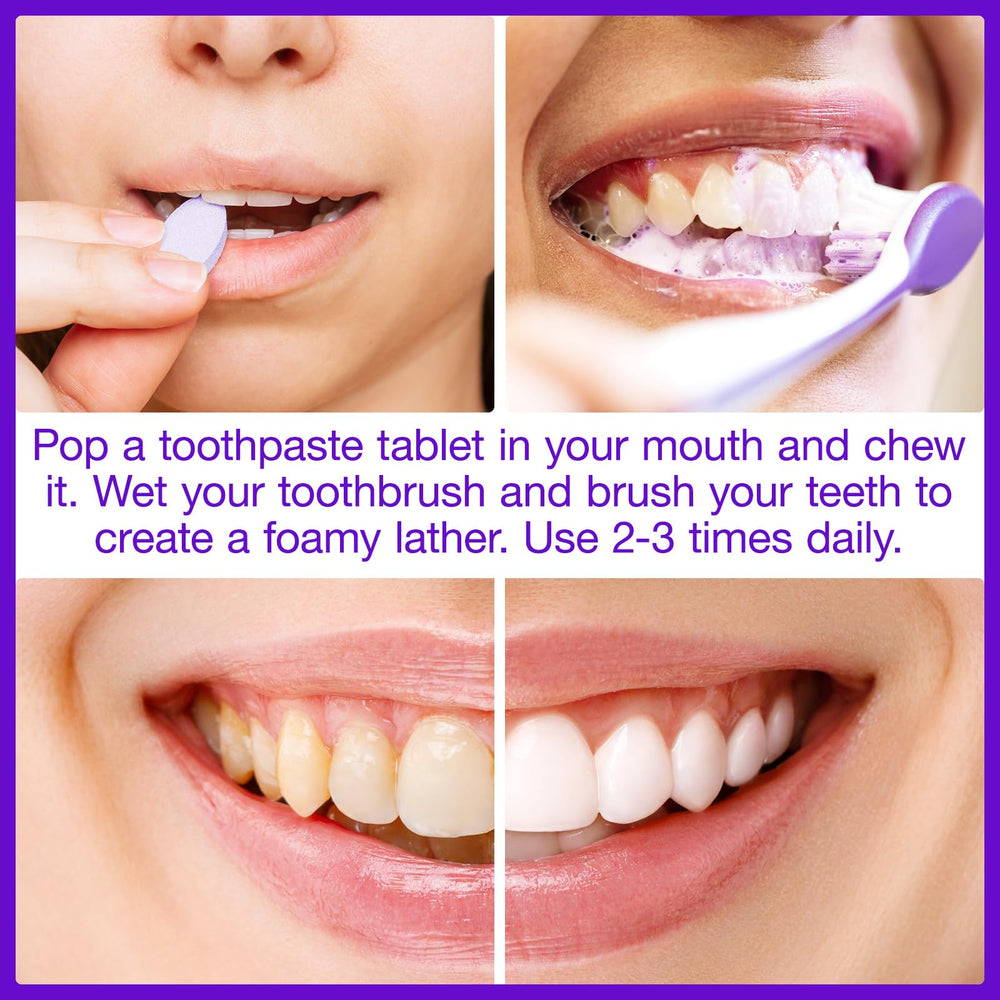 Close-up of mint oils and natural ingredients in purple toothpaste