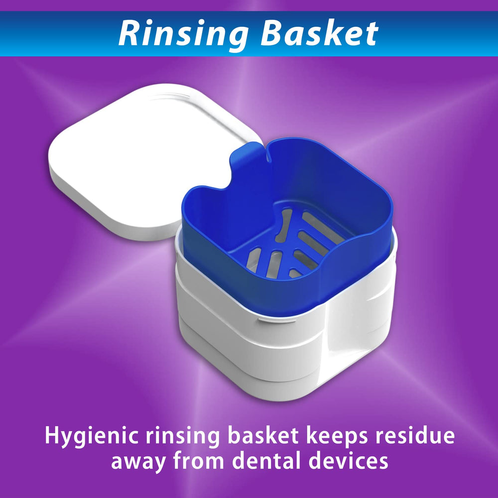 Dentures soaking in the dental bath