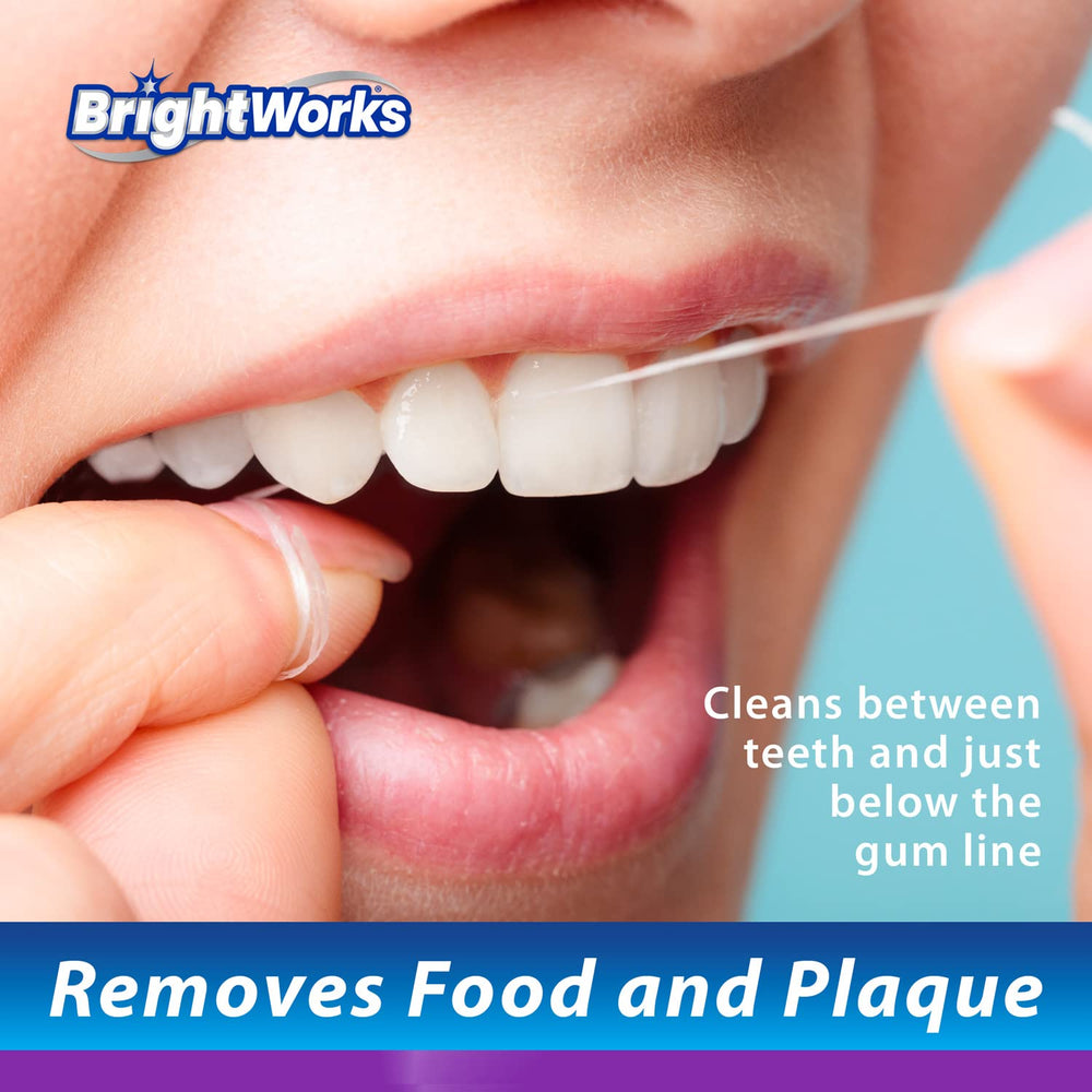 Floss sliding between teeth to demonstrate ease of use