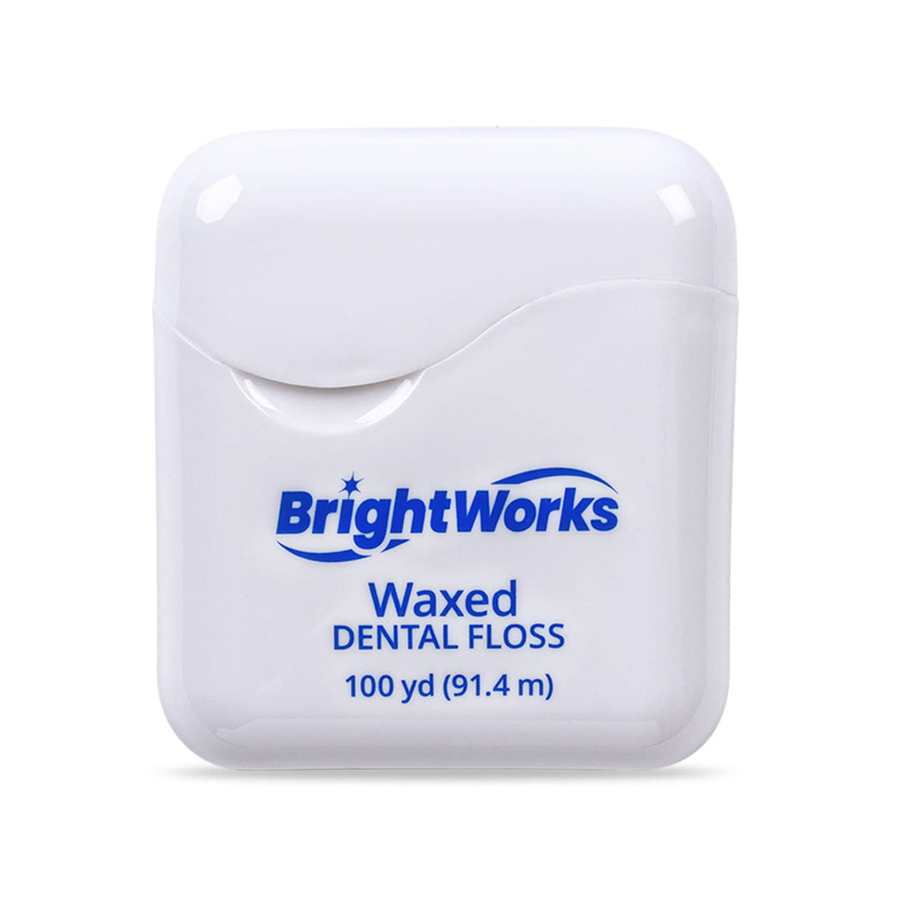 Retail display of BrightWorks Waxed Dental Floss Pack of 4