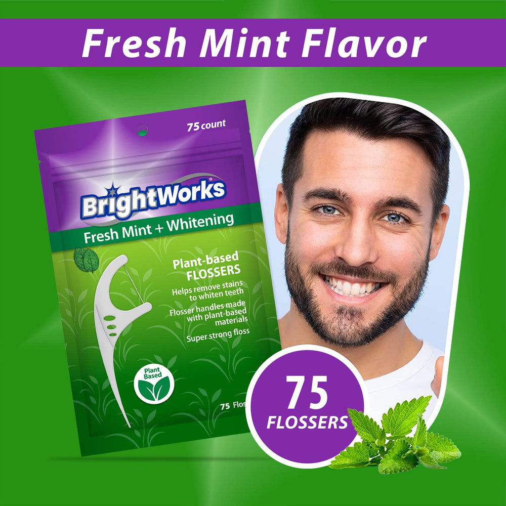 Mint-flavored floss string with micro-crystals in close-up.