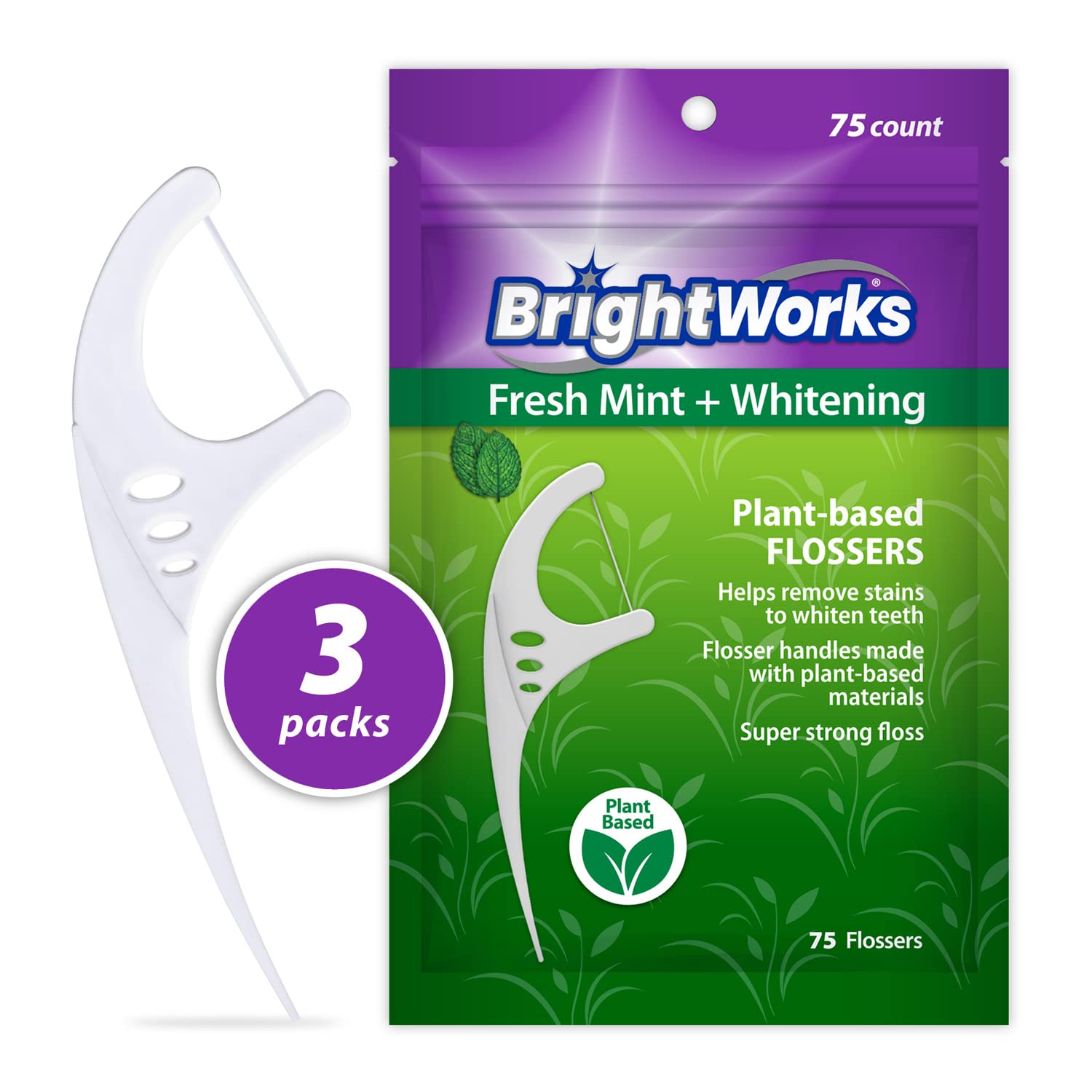 Close-up of mint-flavored floss with micro-crystals for whitening.