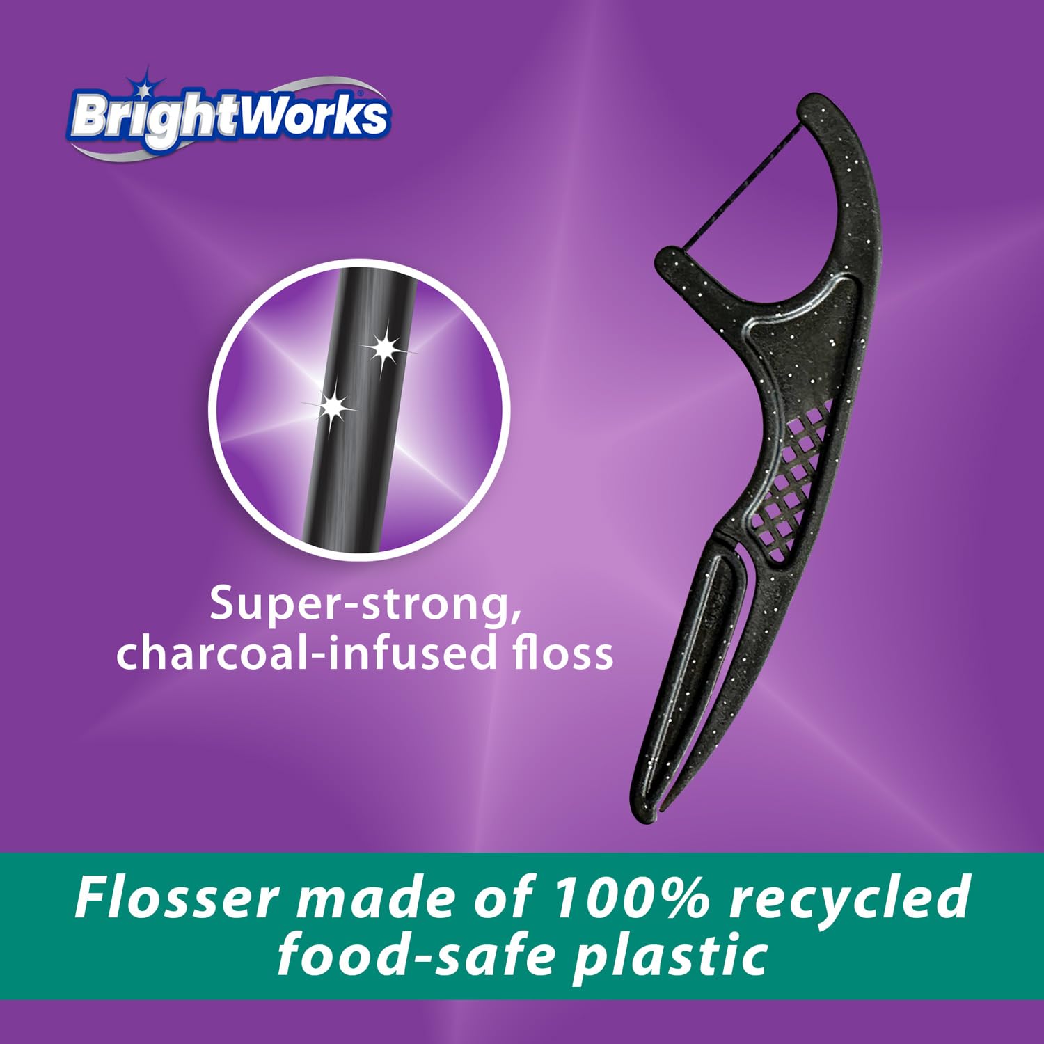 Close-up of Brightworks ECO 225-count floss picks