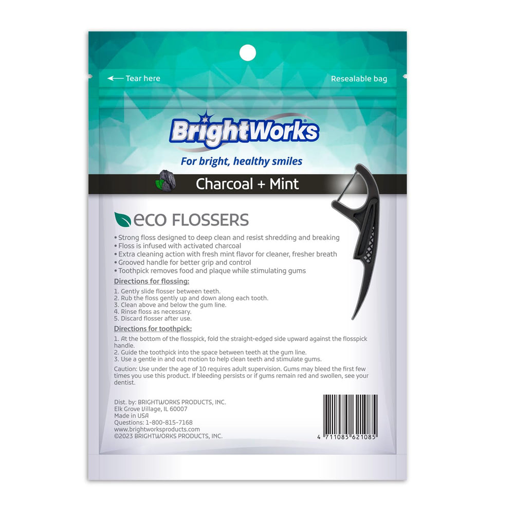 Brightworks ECO floss picks logo and freshness