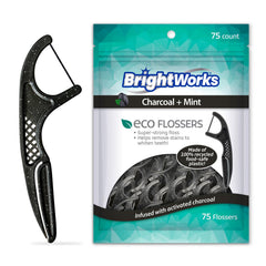Front view of Brightworks ECO sustainable floss picks packaging