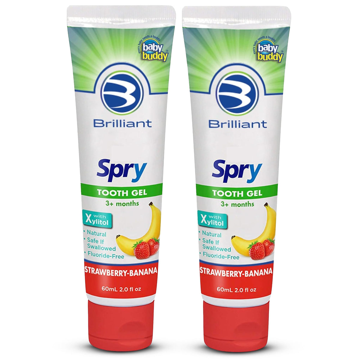 Brilliant Oral Care Kids Fluoride-Free Toothpaste 2-pack packaging, 2 fl oz each