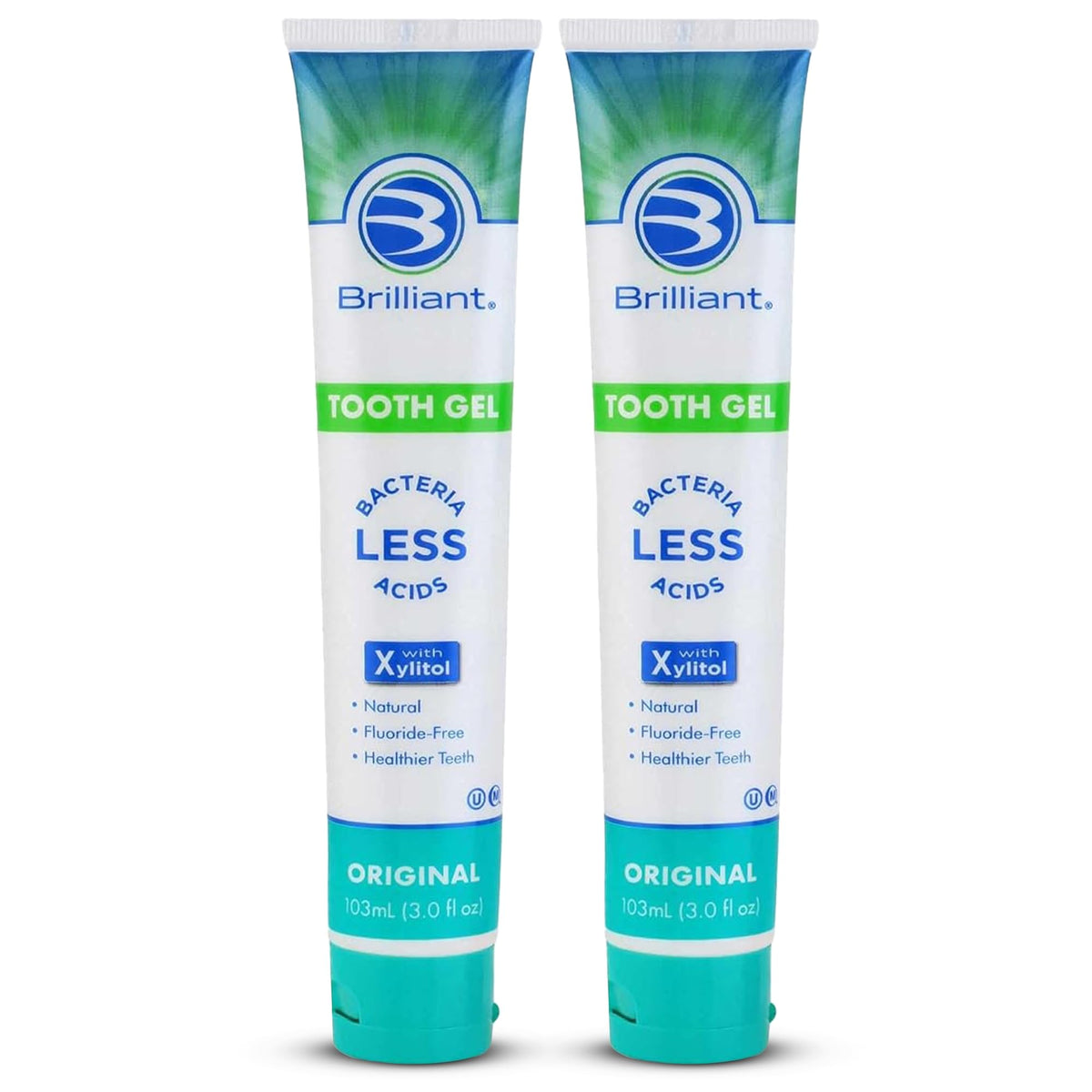 Brilliant Toothpaste Gel Spry Original flavor 3 oz 2-pack front view