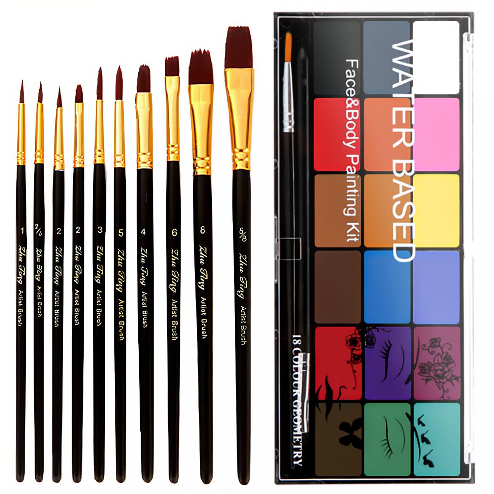 BRIMFULITE face paint kit 18 colors palette for bold designs at parties