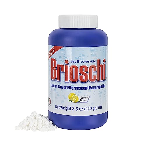 Brioschi lemon effervescent dissolving in water to release refreshing fizz.