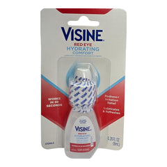 Visne red eye drops in use for quick relief from minor eye irritations.