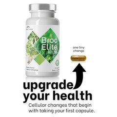 Nutrition concept featuring broccoli imagery and supplements
