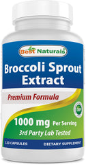 Bottle of Best Naturals Broccoli Sprouts Extract 1000 mg, 120 capsules