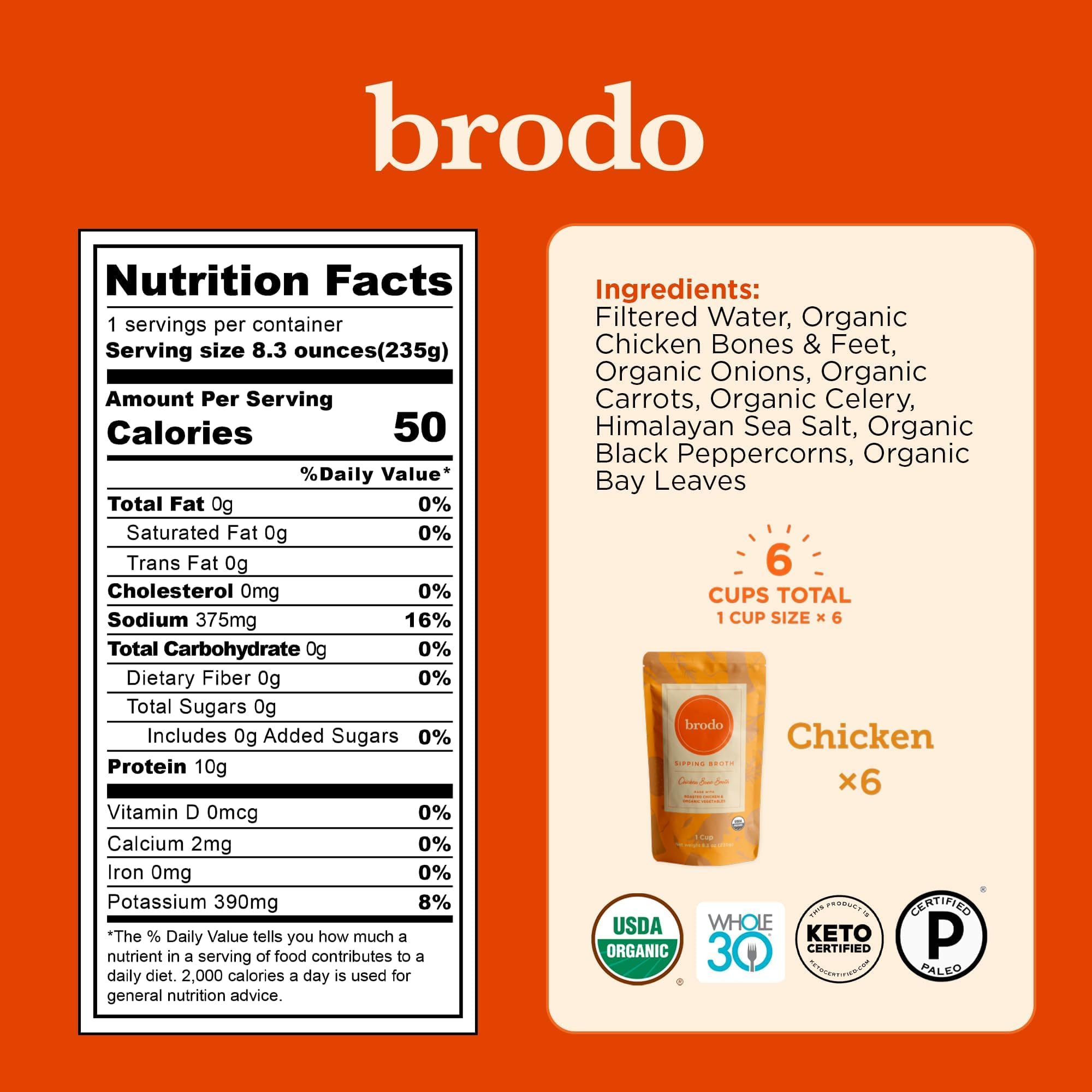 Brodo bone broth pouch close-up convenient ready-to-heat packaging