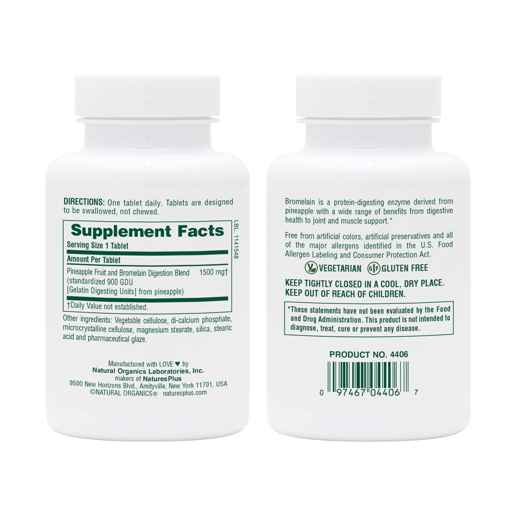 Close-up of Bromelain 1500 mg tablet