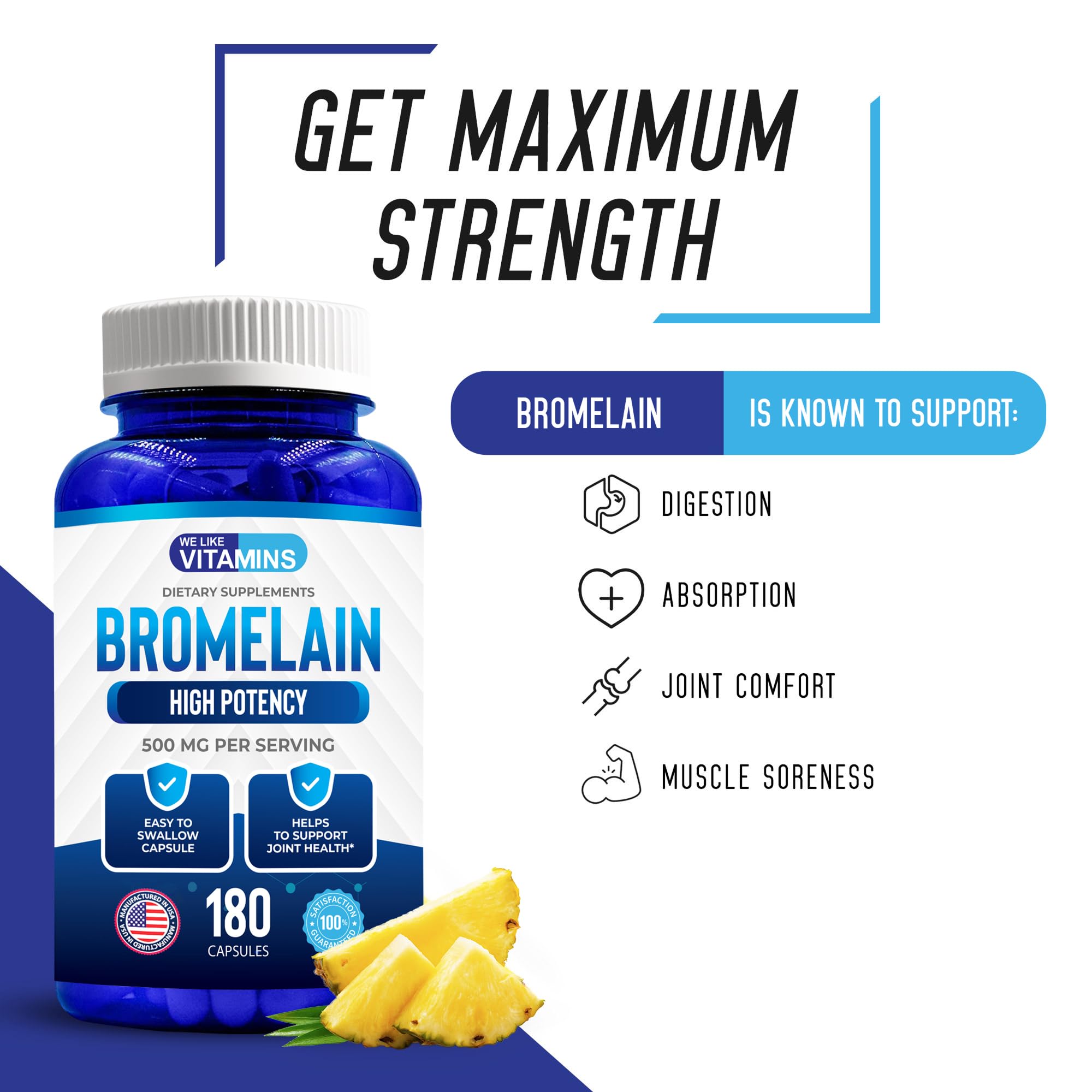 Graphic showing 2400 GDU/g Bromelain potency