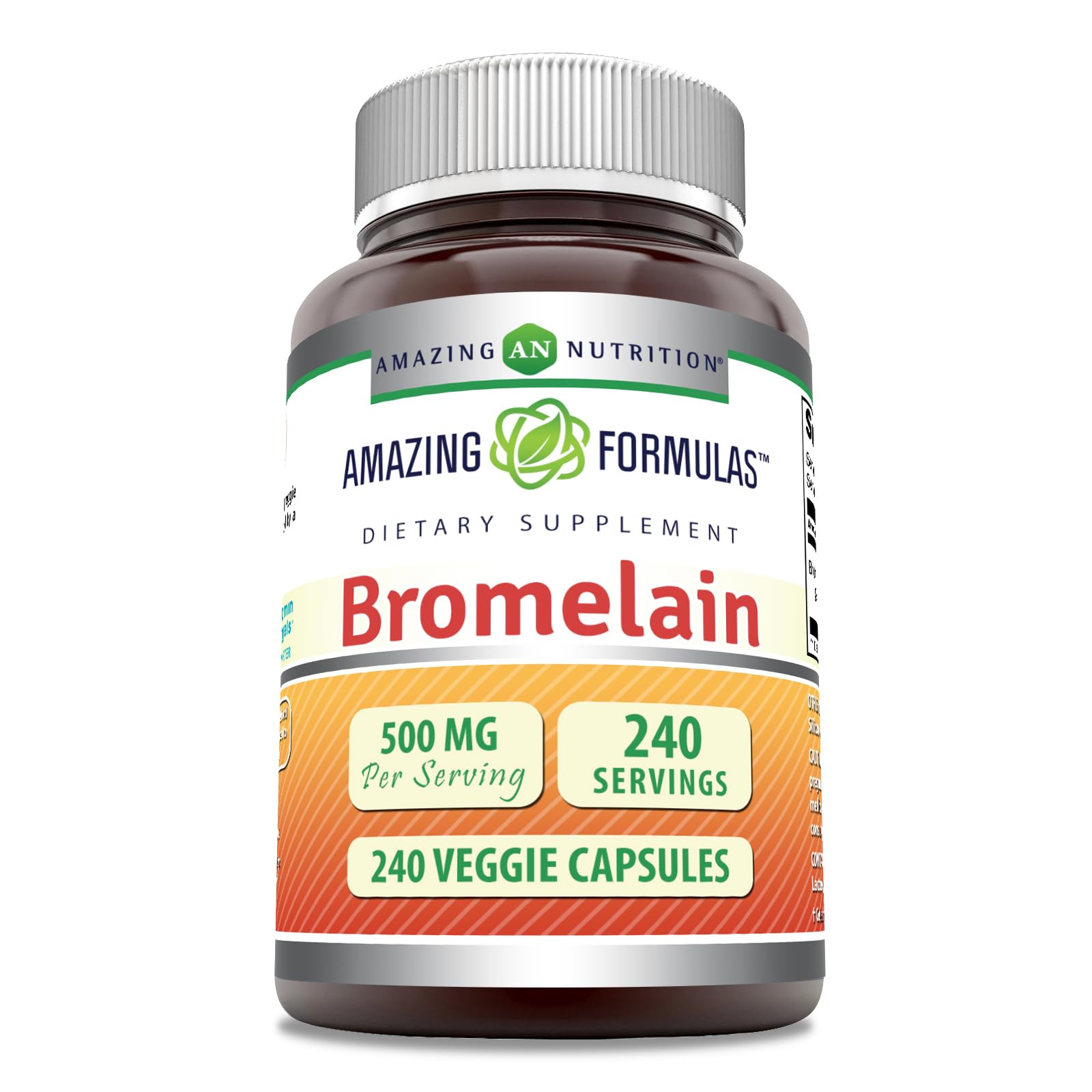Bromelain 500 mg 2400 GDU veggie capsules bottle label