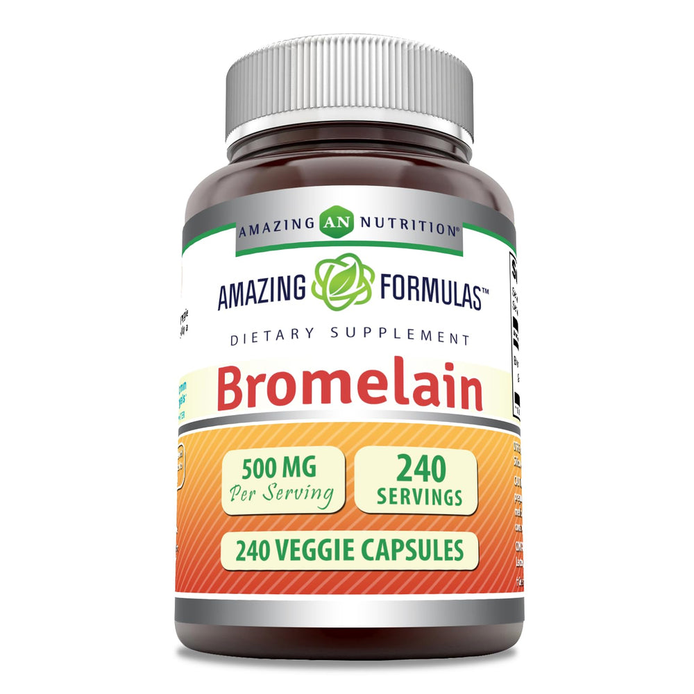 Bromelain 500 mg 2400 GDU veggie capsules bottle label