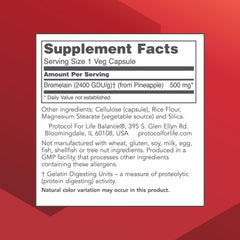 Bromelain 500mg capsules label close-up