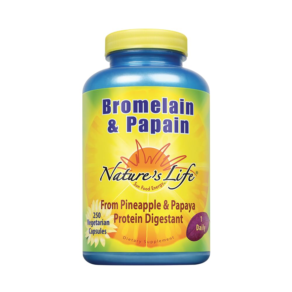 Bottle of Nature's Life Bromelain & Papain 250mg (250 CT) capsules