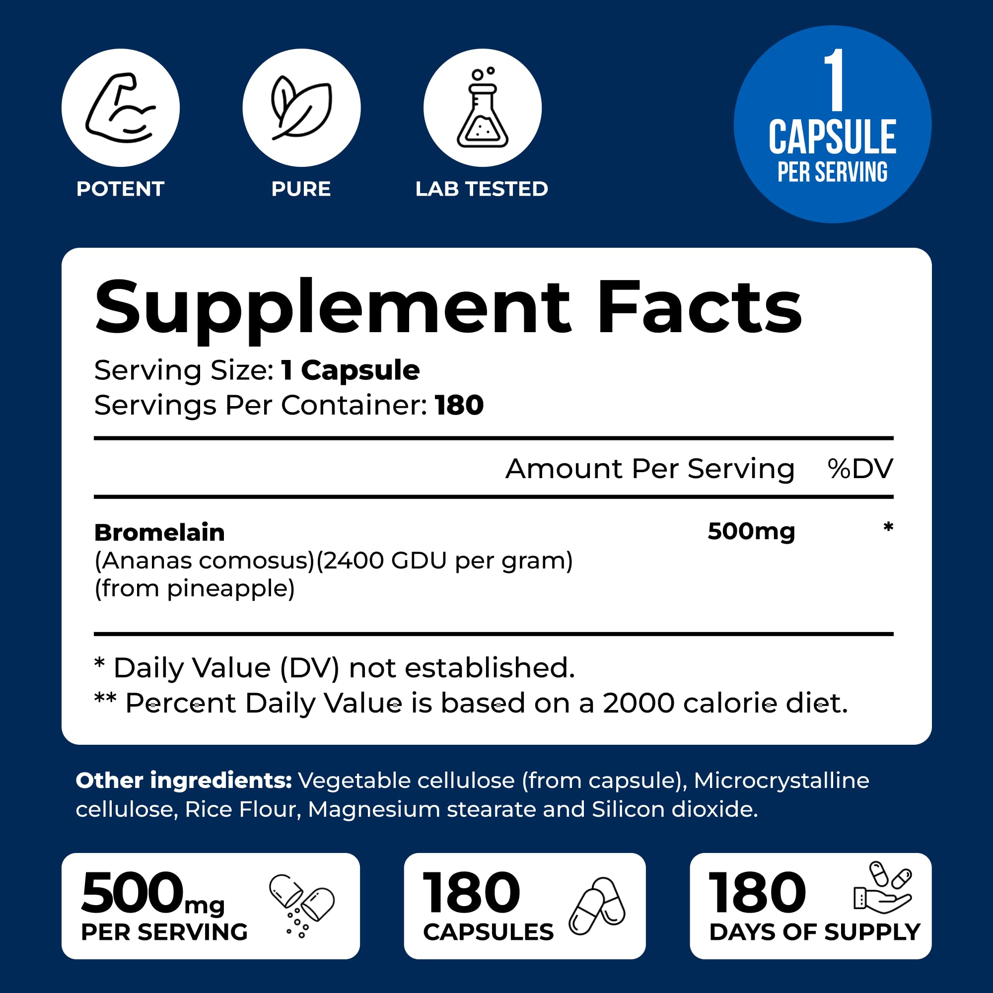 Pineapple extract source for Bromelain 500mg capsules