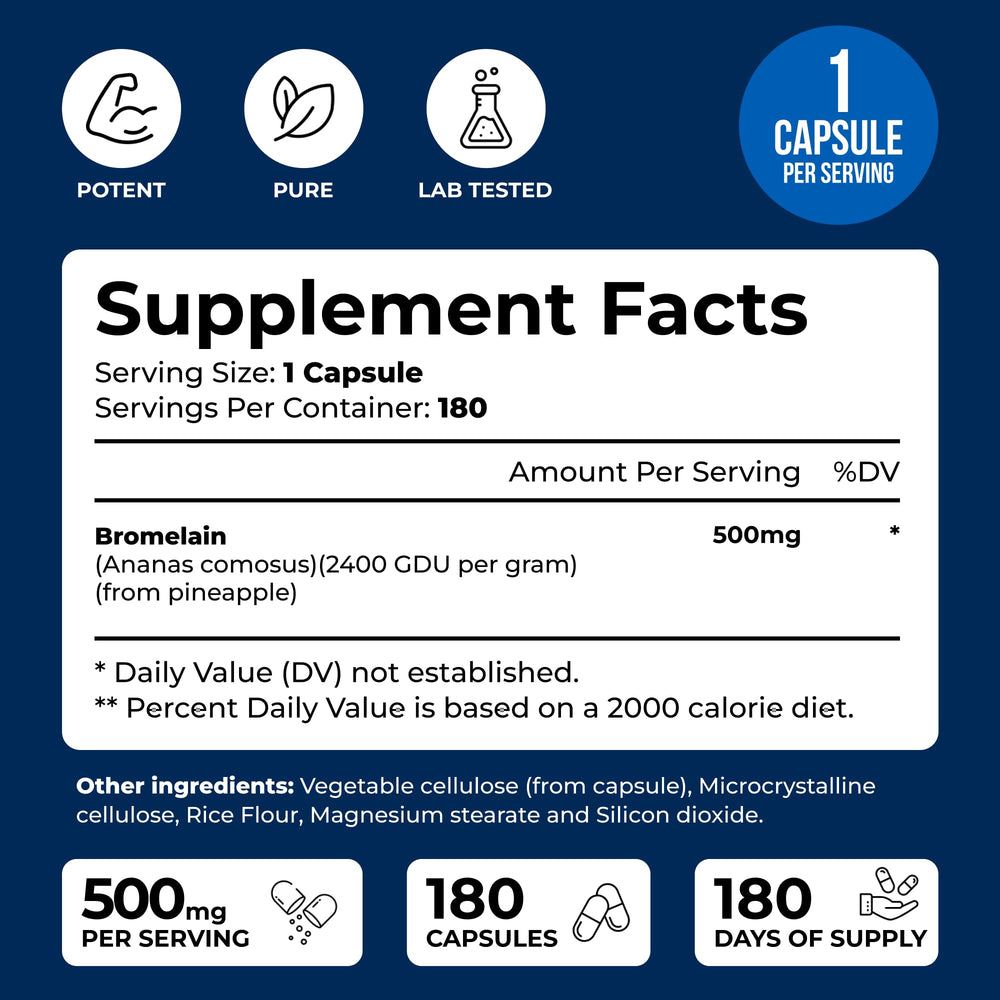 Pineapple extract source for Bromelain 500mg capsules