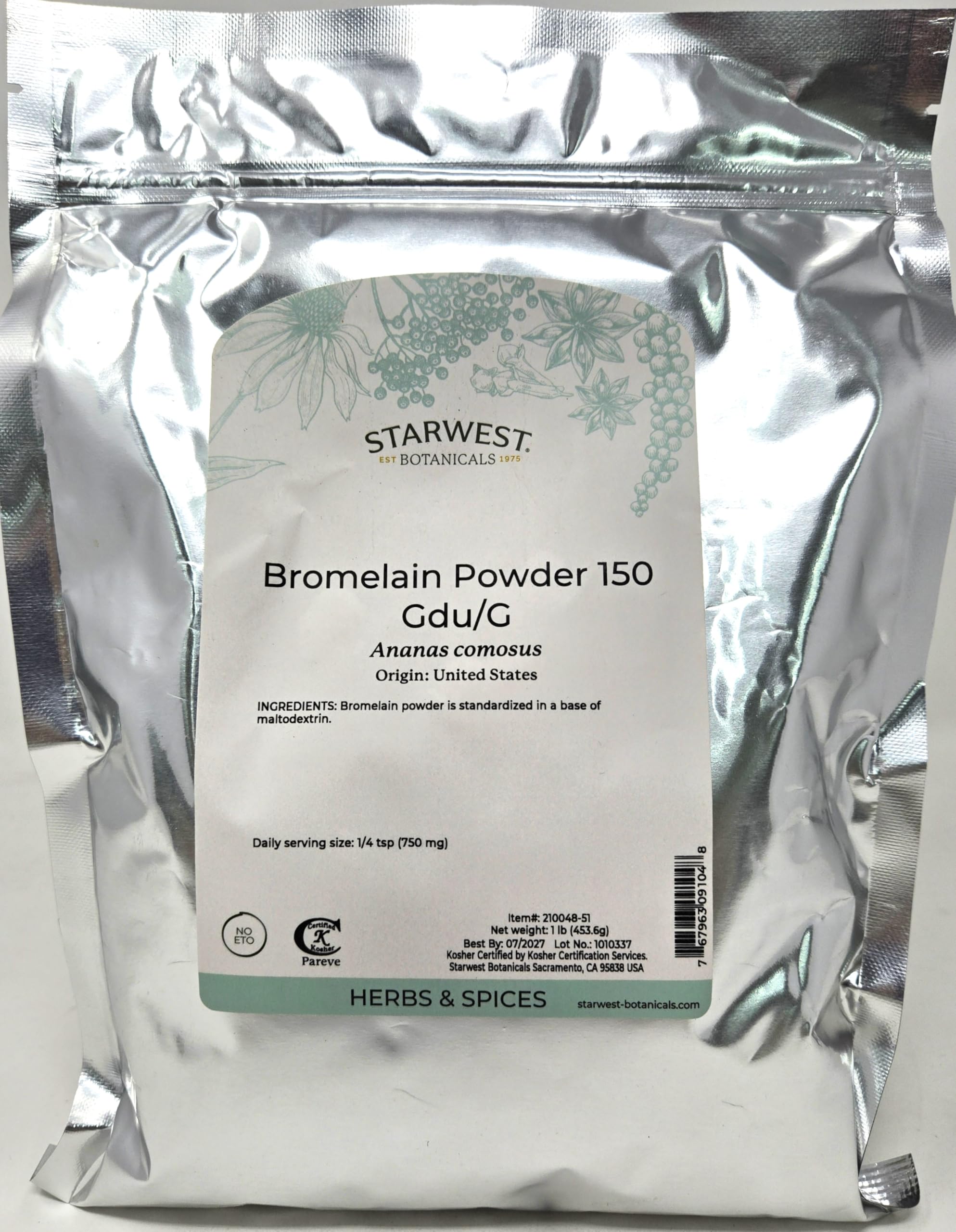 Bromelain Powder 150gdu bottle - Starwest Botanicals