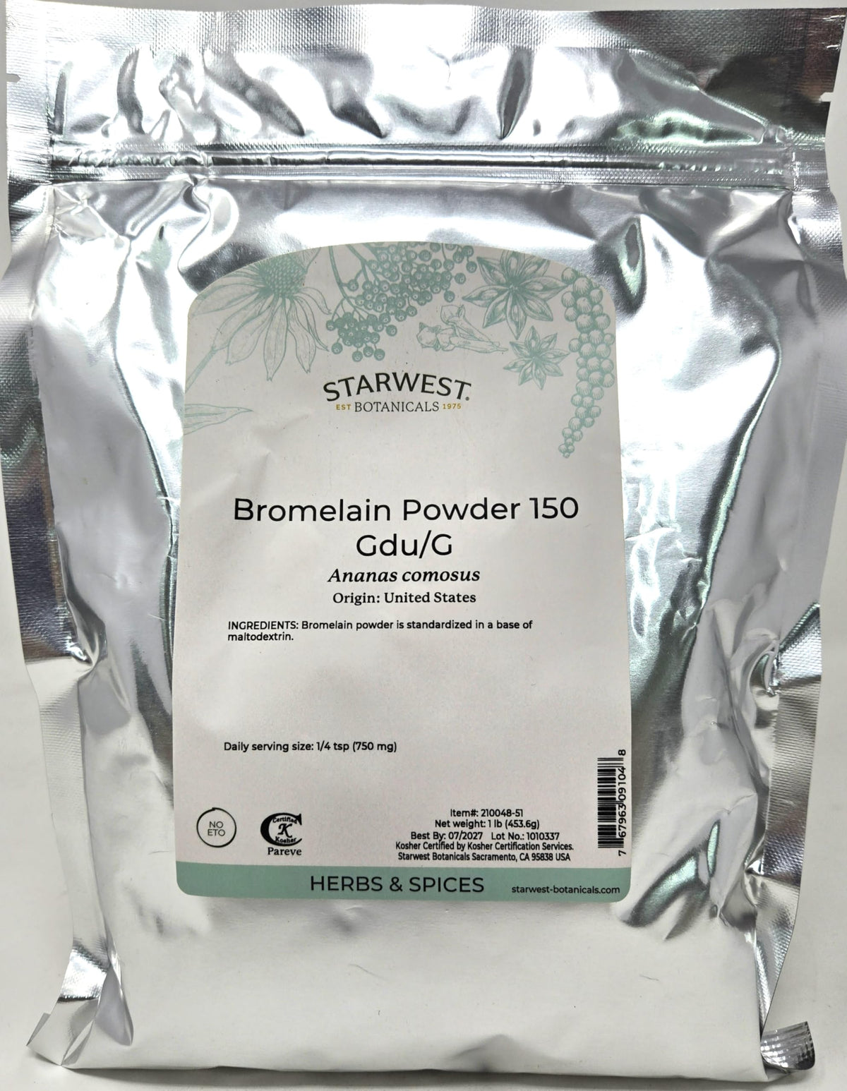 Bromelain Powder 150gdu bottle - Starwest Botanicals