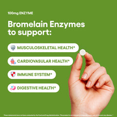 Gluten-free, Non-GMO and vegan branding on Bromelain packaging