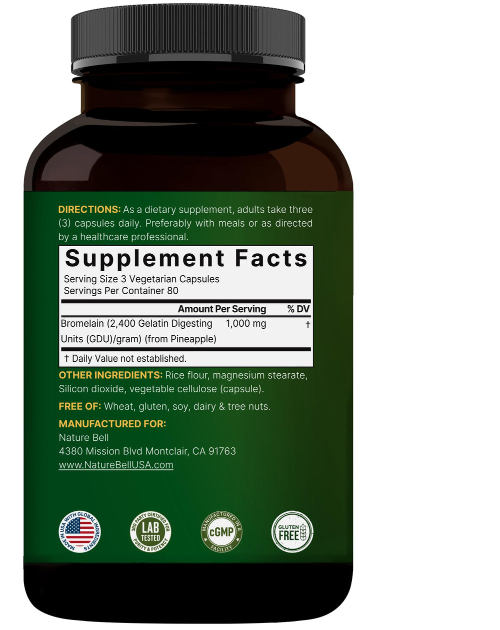 Third-party lab tested bromelain safety and potency