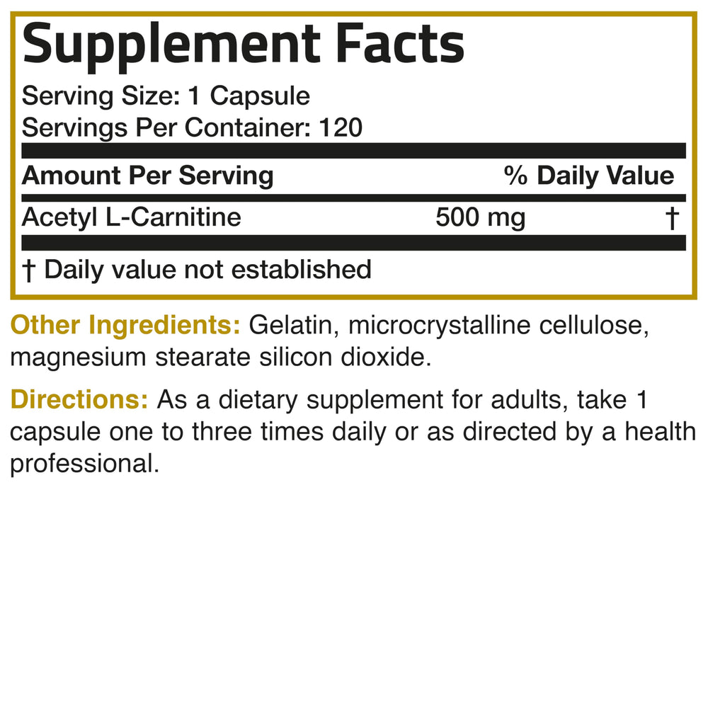 Energy and overall well-being support from Bronson Acetyl L-Carnitine 500 mg