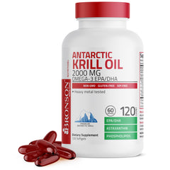 Bronson Antarctic Krill Oil bottle with label