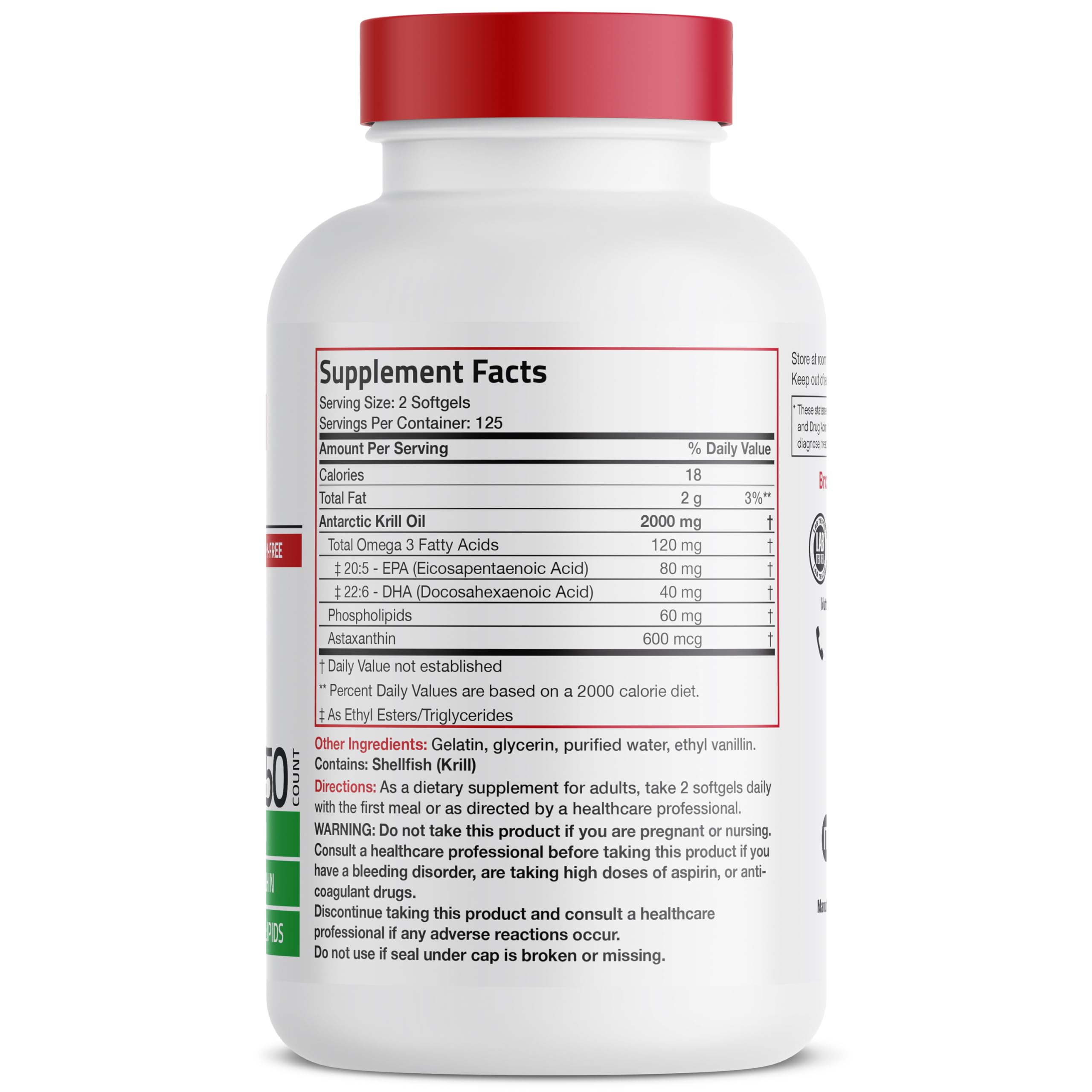 Front view of Bronson Krill Oil bottle label